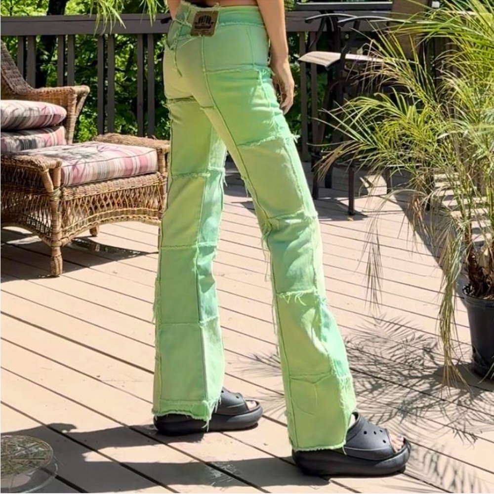 Patchwork Green Pants - image 3